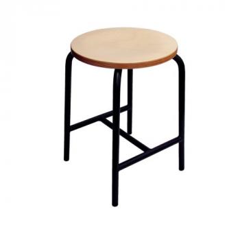 H-Streben Hocker, Gestell schwarz, Sitz Buche Schichtholz